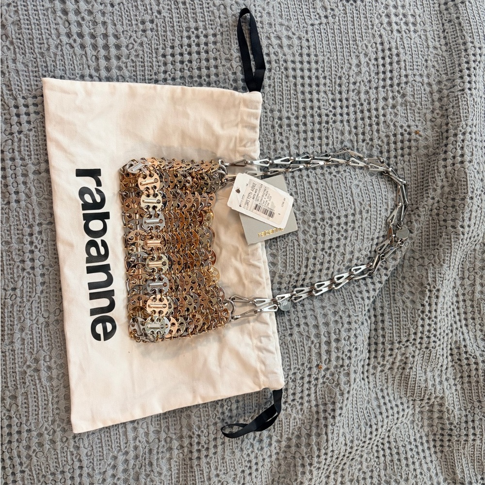 Rabanne Sac a Main Nano Metallic chain link Shoulder Bag in Mixed Gold & Silver - Picture 8 of 8
